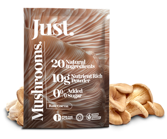 JUST Mushroom Powder - 300g, Hot Chocolate Blend With Lion's Mane, Chaga, Cordyceps, Focus Supplement and Immunity Booster